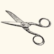 Vintage sewing scissors for tailoring and crafts.